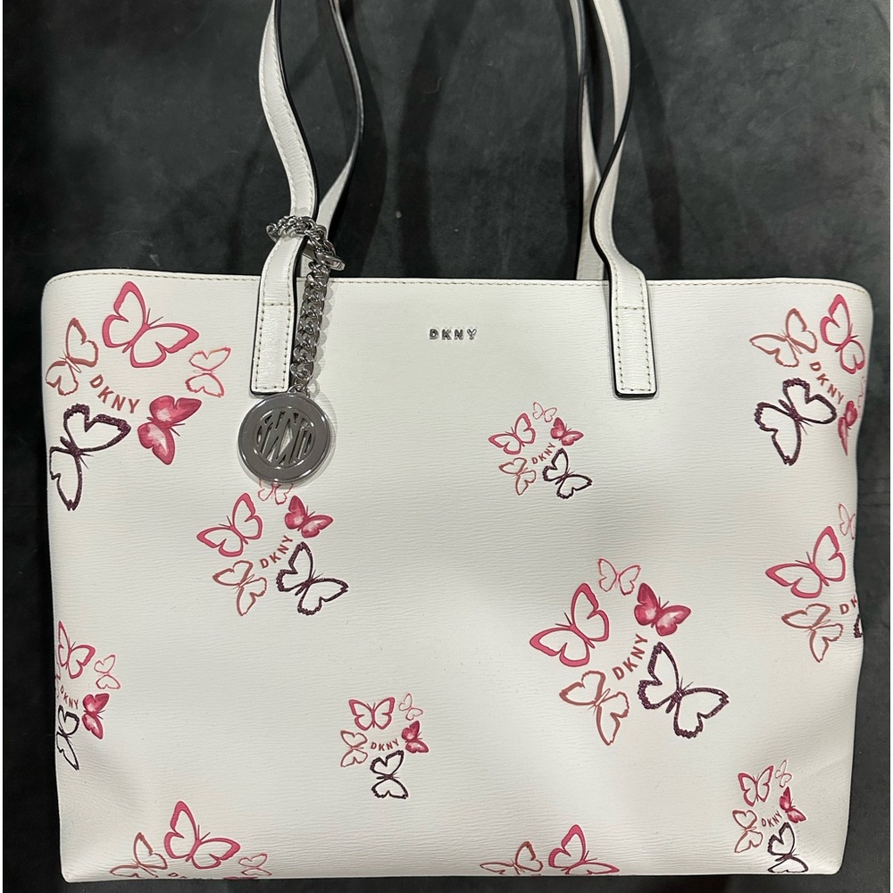 Donna Karen New, Beautiful white and pink butterfly tote
